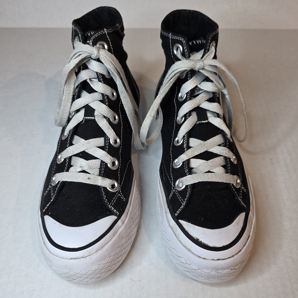 FILA Women's Black High-top Canvas Platform Sneakers - Picture 2 of 16